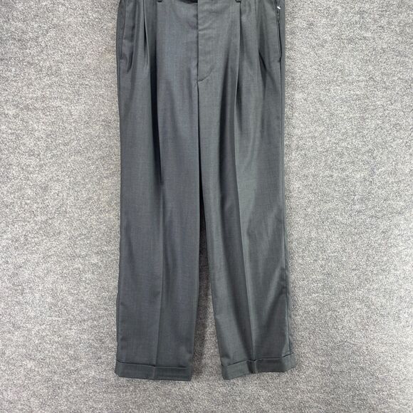 Giorgio DePaoli Dress Pants Men 34*30 Gray High Rise Pleated Straight Cuffed - Picture 4 of 10
